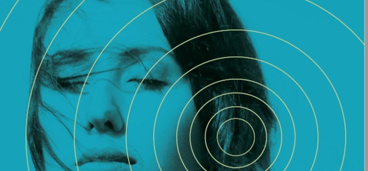 Picture of Sasha Siem with sound waves emanating from her ear