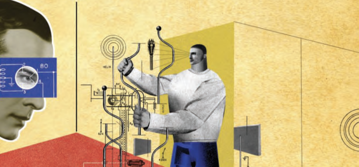 illustration of pieces of technology and engineering together