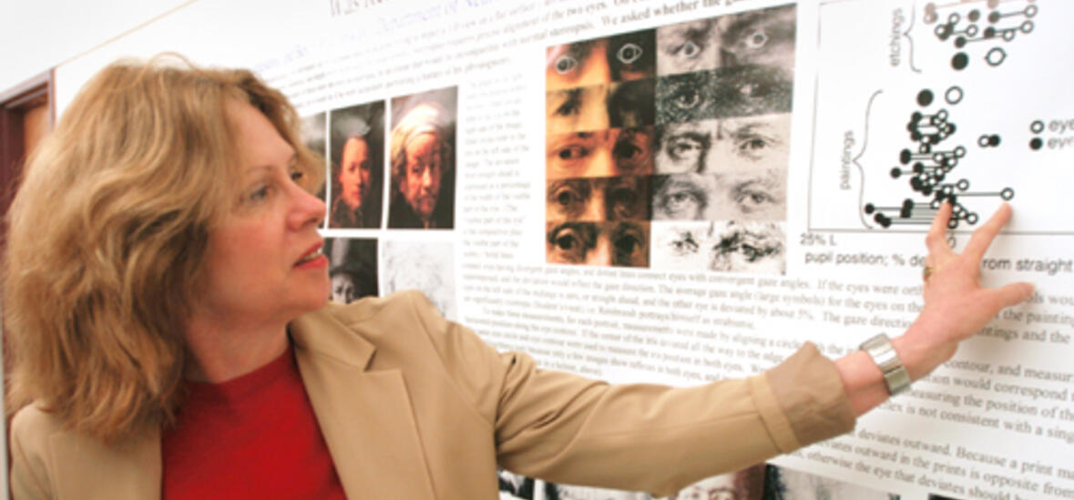 Margaret Livingstone looking at a data visualization