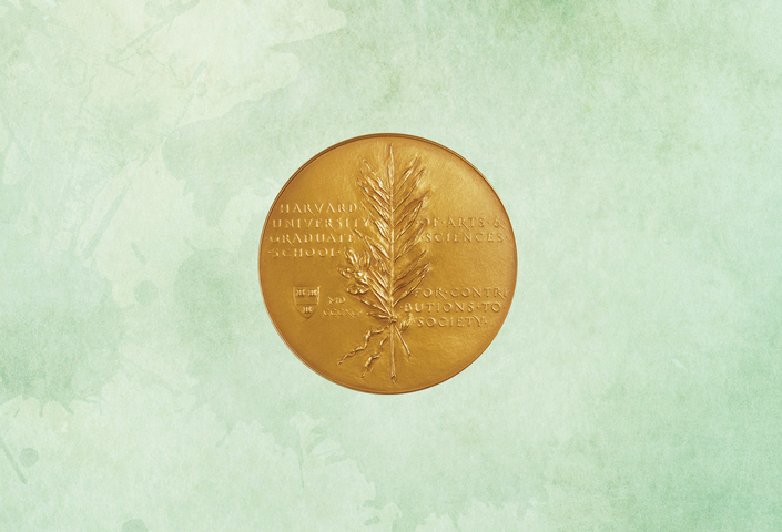 Centennial Medal over green water color background