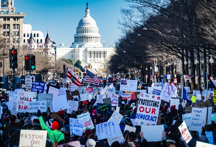 Shot of democracy demonstration at the US Capitol