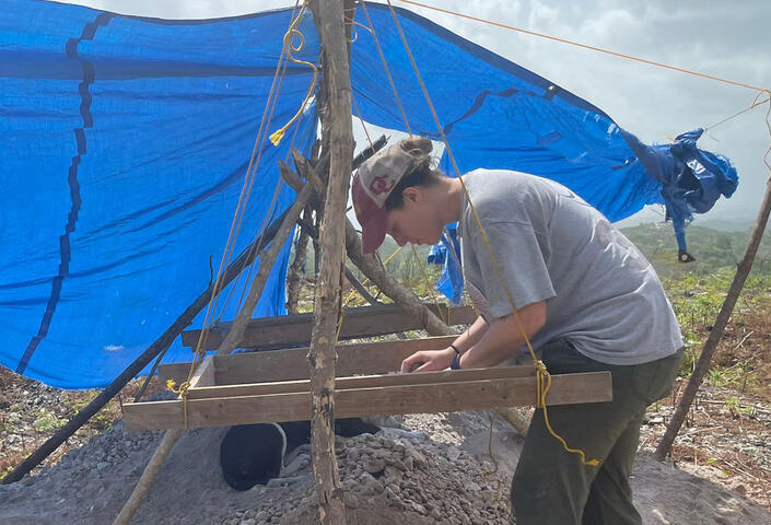 Michel on an archaeological dig in Belize