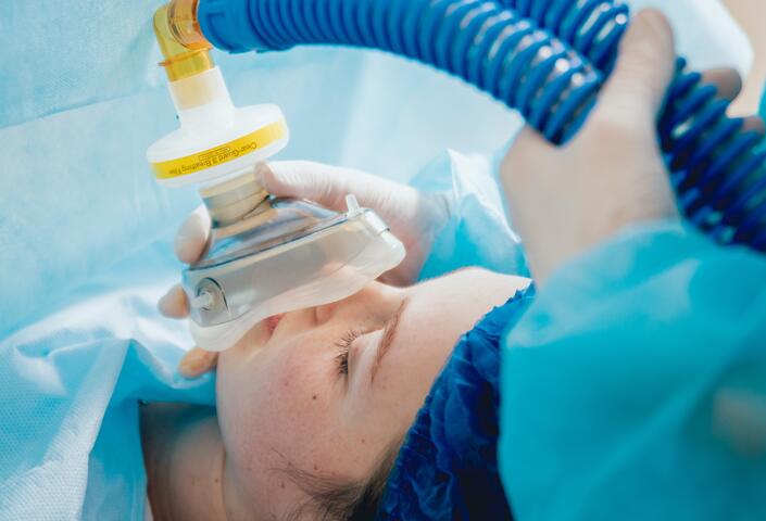 Pre oxygenation for general anesthesia. Surgery equipment