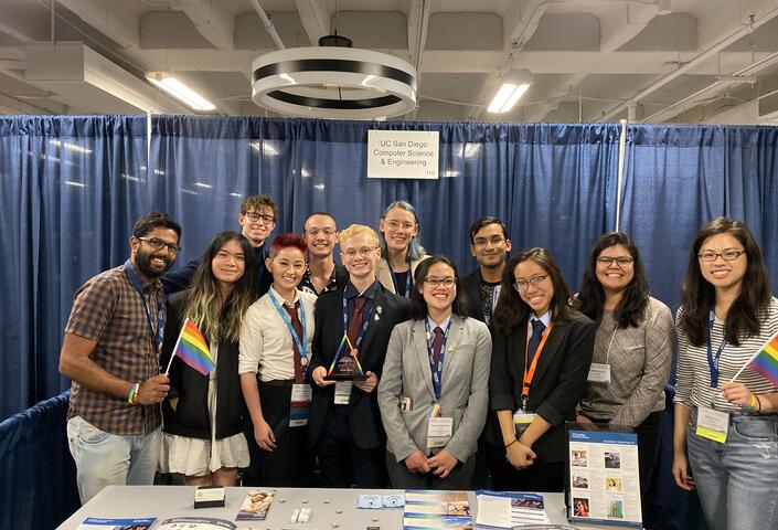 Members of oSTEM at UC San Diego posing with our award for 2019 Chapter of the Year at the national oSTEM conference in Detroit.