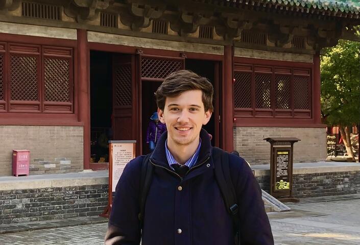 Cerny outside of Longxing Temple in Shijiazhuang, China.