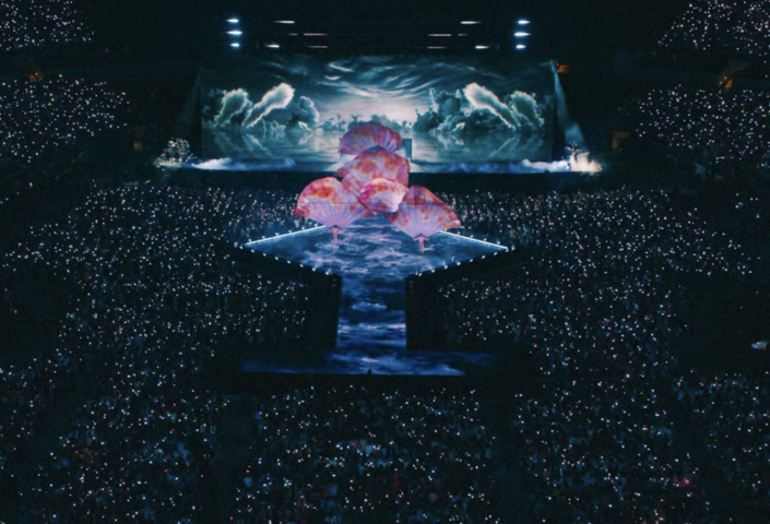 aerial view of Taylor Swift's Eras Tour stage