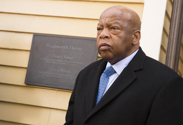 John Lewis outside of Wadsworth House