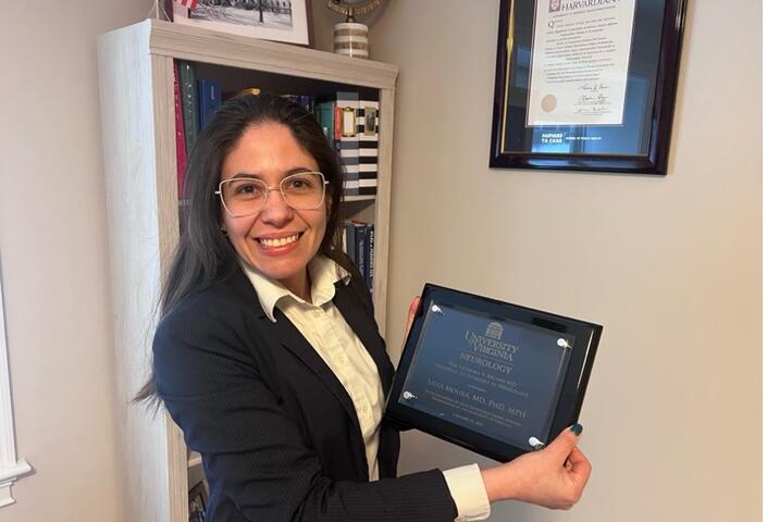 Professor Moura was recognized in 2025 with the University of Virginia’s Lenora V. Brown Lectureship in Neurology, created to inspire medical students and residents, particularly women, by selecting speakers who exemplify leadership, perseverance, and impact in medicine.