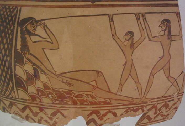 Ancient Image of Odysseus Blinding the Kyklopes Polyphemus