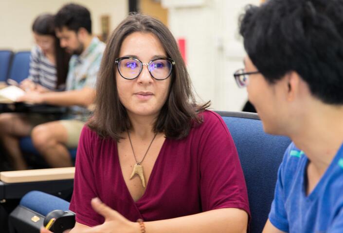 students talking to eachother