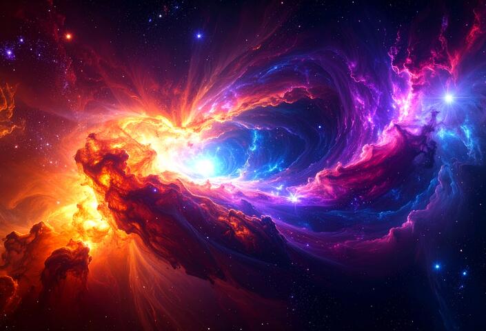 Photo representation of colliding, exploding stars