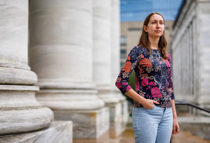 Tal Scully, a PhD candidate in systems biology, at the Harvard Longwood Campus in Boston last week. 