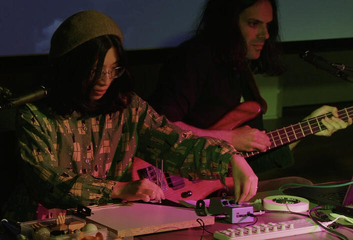 Live performance of Meoark, an intermedia duo consisting of Michele Cheng and Hassan Estakhrian