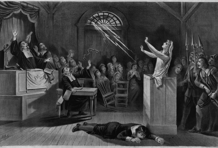 black and white depiction of the Salem Witch Trials