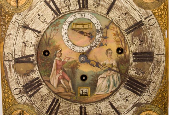 18th century, gold-gilded clock face from Harvard Art Museum