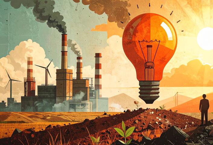 utopian futuristic image illustrating the theory of creative destruction, an econom