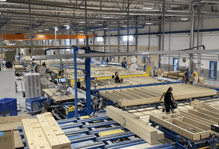 Floor of factory where modular homes are being built