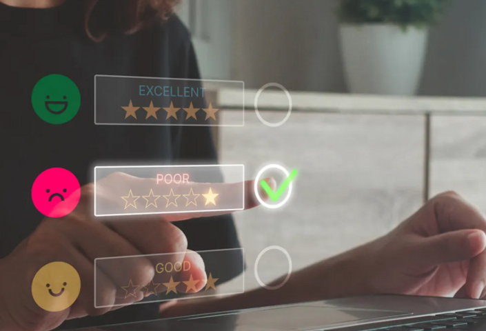 Worker fills out a digital self evaluation