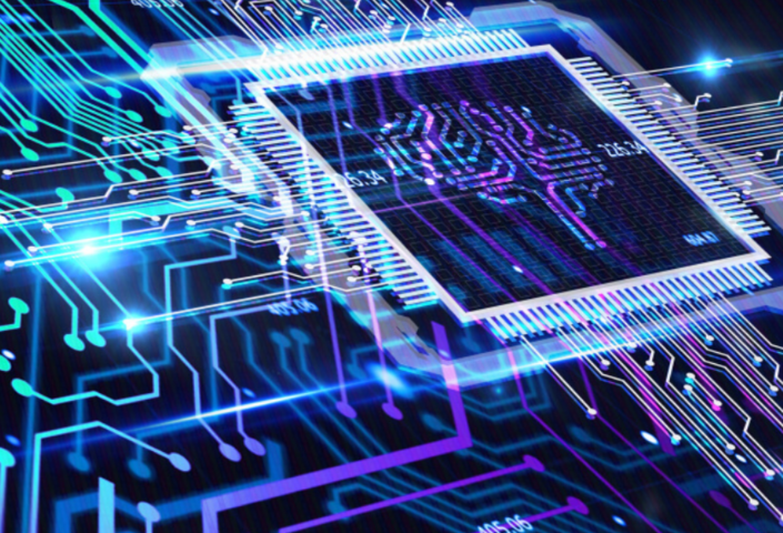 Photo of computer chip and network