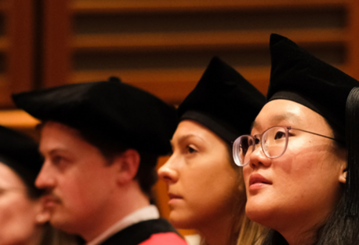 Students at the 2026 HMS hooding ceremony