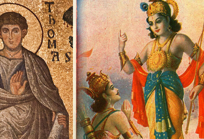 Illustration representing Christianity and Hinduism 