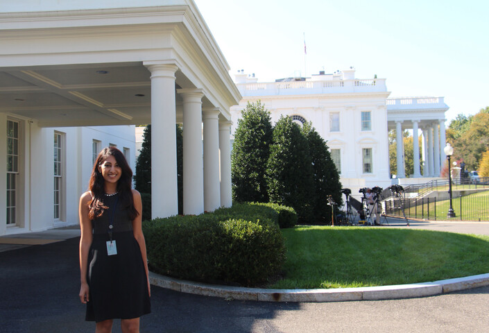 Radhika Mathur in front of the White House