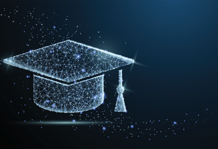 Illustration of graduation cap made of stars