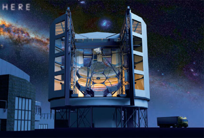 Modern telescope with the Milky Way in the background, with the words Out There overlaid.