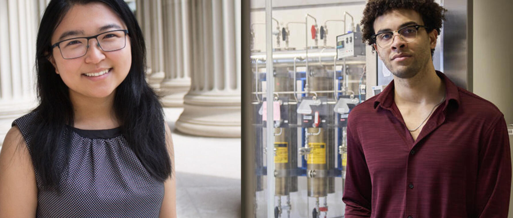 Portraits of students Dawn Chen and Brandon Campbell