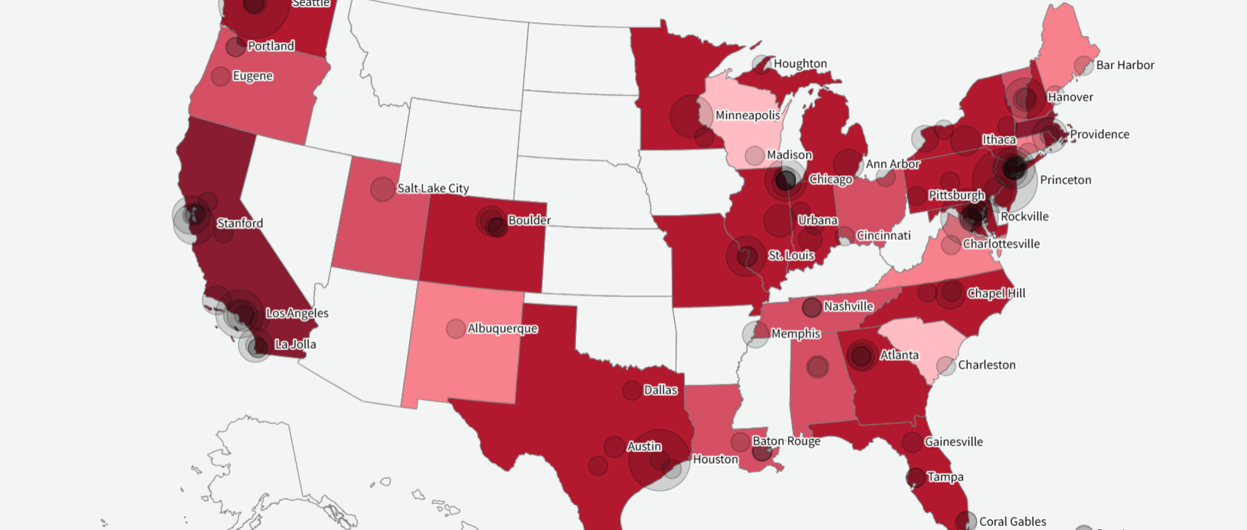 Map of research funding cuts across the United States