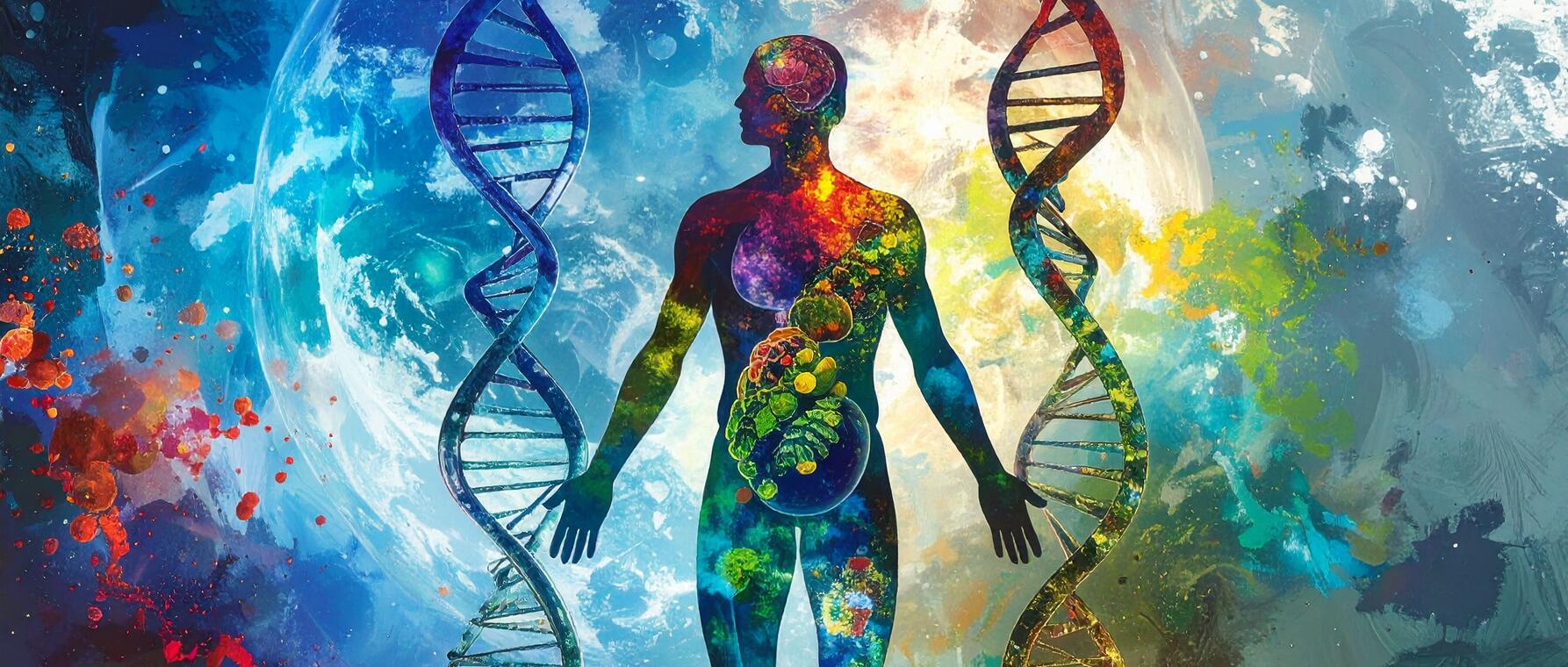 Abstract concept of human metabolism and obesity, a semi-transparent human body