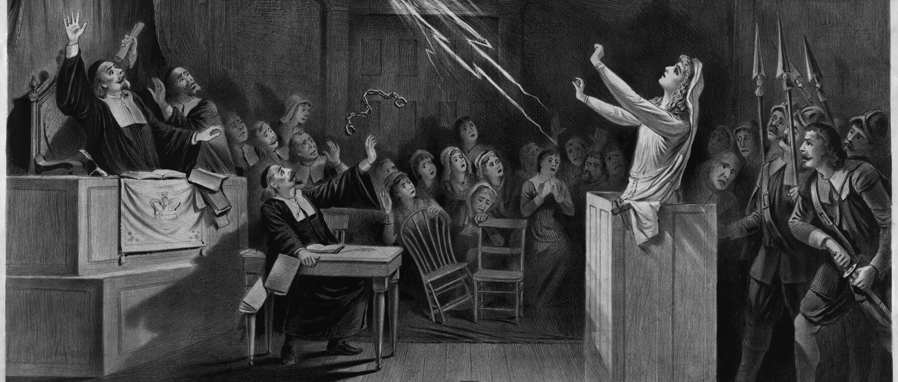 black and white depiction of the Salem Witch Trials