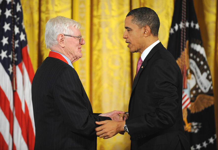Gordon Wood with President Obama