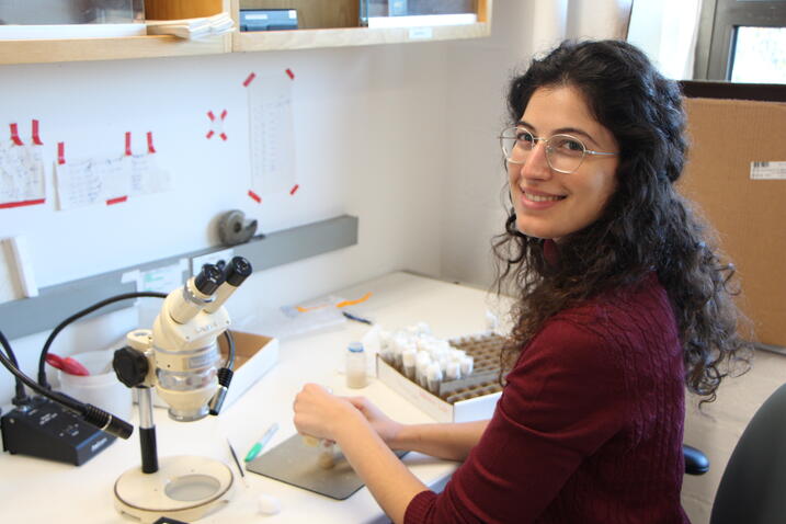 Repouliou at her lab bench
