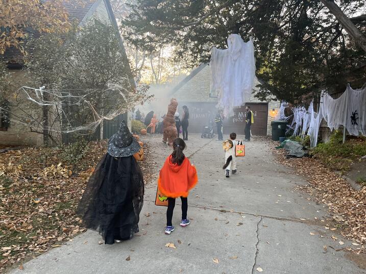 Trick or treaters on Halloween