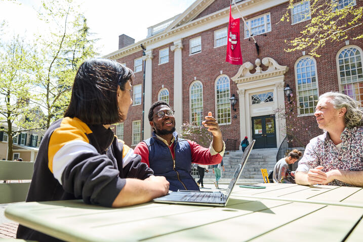Students sitting outside of Lehman Hall