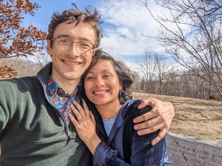 Ian and Sudarshana hugging