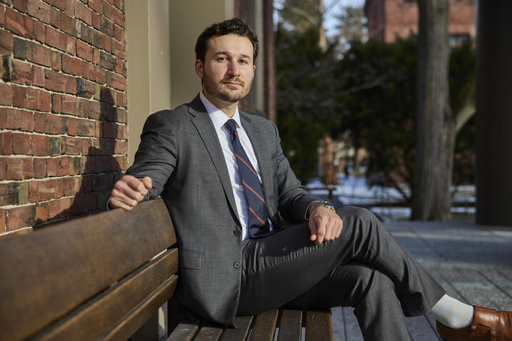 Andrew O'Donohue sitting on bench