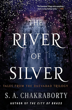 The River of Silver book cover with background image of a waterfall