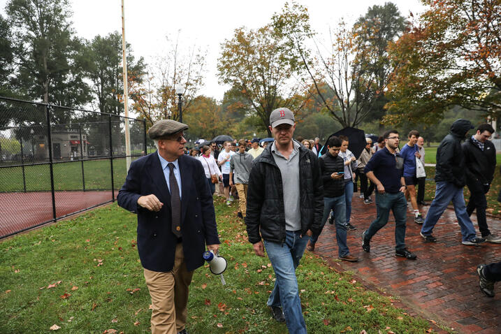 Allison leads a walking tour on Boston Common.