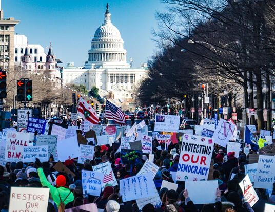 Shot of democracy demonstration at the US Capitol