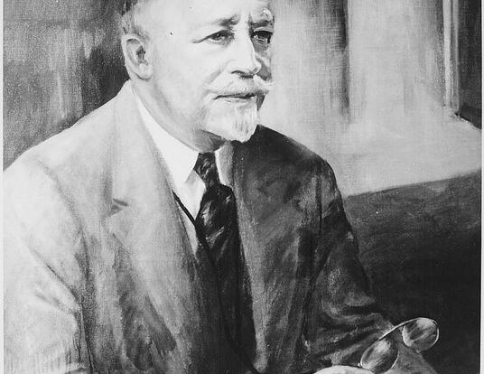 Public domain black and white photograph of W.E.B. Du Bois portrait painting