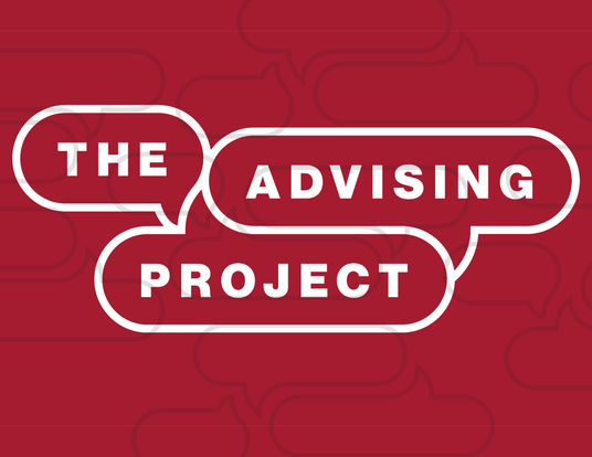 The Advising Project logo; white text with red background