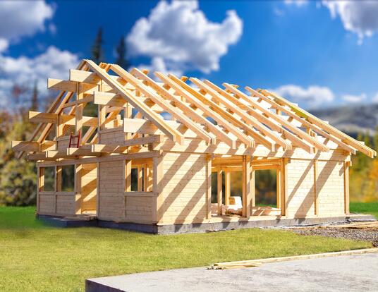 wood frame of a house still being built