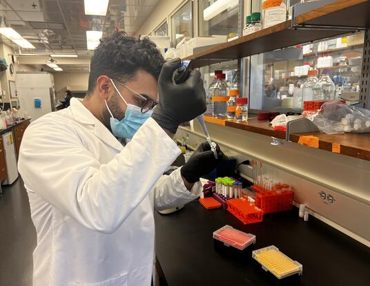 Fardin Aryan in the lab's RNA room.