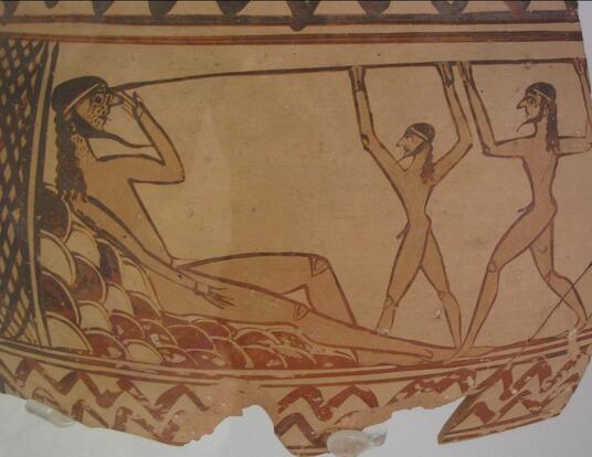 Ancient Image of Odysseus Blinding the Kyklopes Polyphemus
