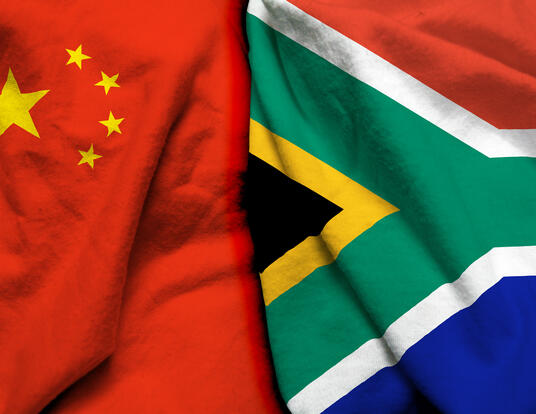 China flag and South Africa flag together