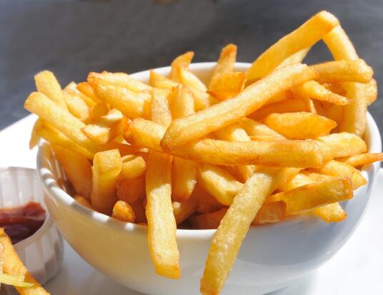 French fries in a white bowl