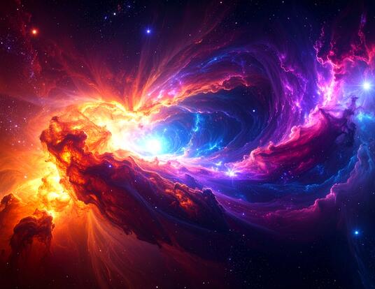 Photo representation of colliding, exploding stars
