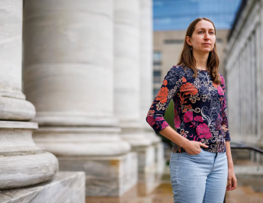 Tal Scully, a PhD candidate in systems biology, at the Harvard Longwood Campus in Boston last week. 